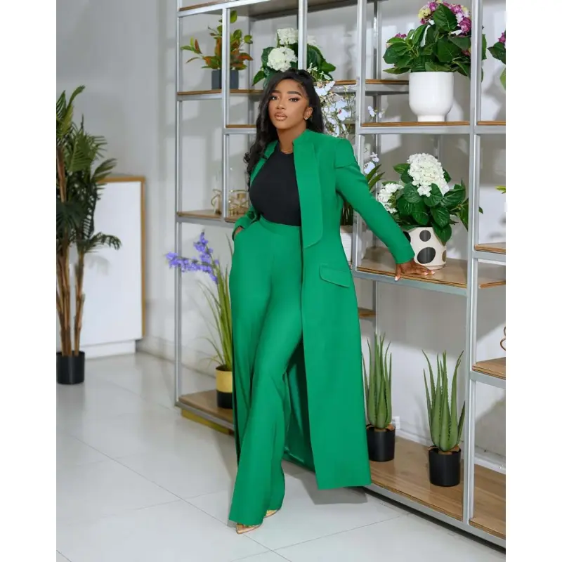 two-piece set woman Streetwear Fashion X-Long Blazer Coat and Long Pants Suit 2 Two Piece Set for Women 2025 Spring Work Business Outfits