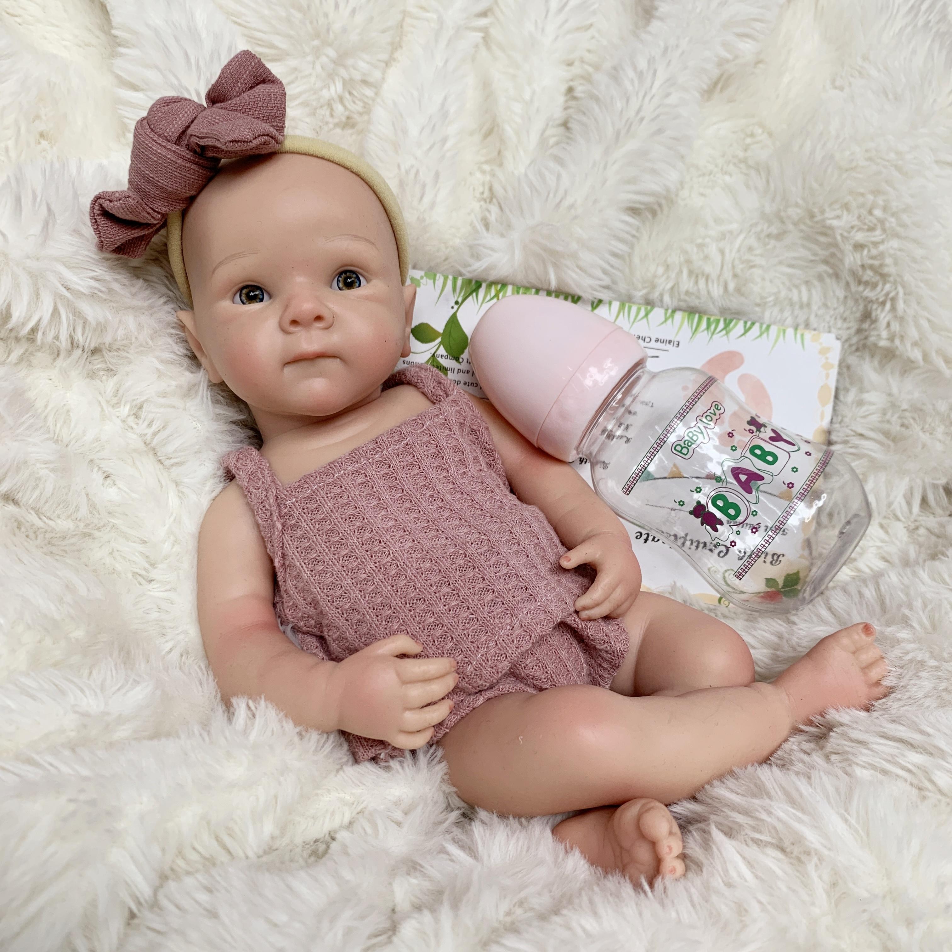 Reborn Baby Doll 13 Inch Full Body Soft Silicone Lifelike Newborn with Birth Certificate & Accessories Perfect Christmas Gift for Kids Aged 3+