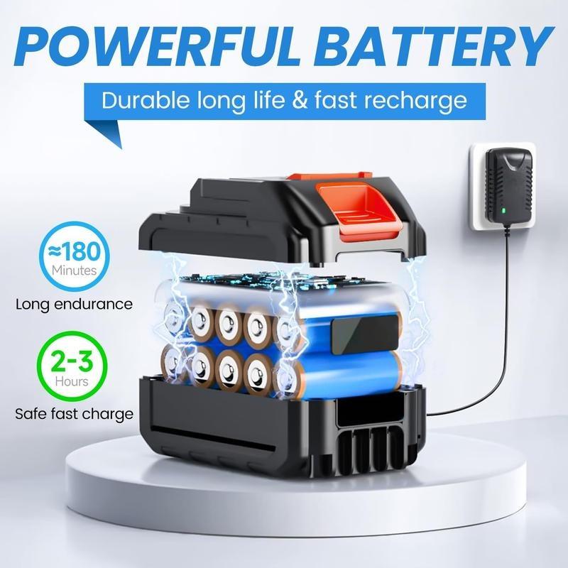 Cordless Pressure Washer 1500W Portable Battery High Pressure Gun with 2 Nozzles 2 Batteries 5m Hose Ideal for Car Floor Patio Cleaning