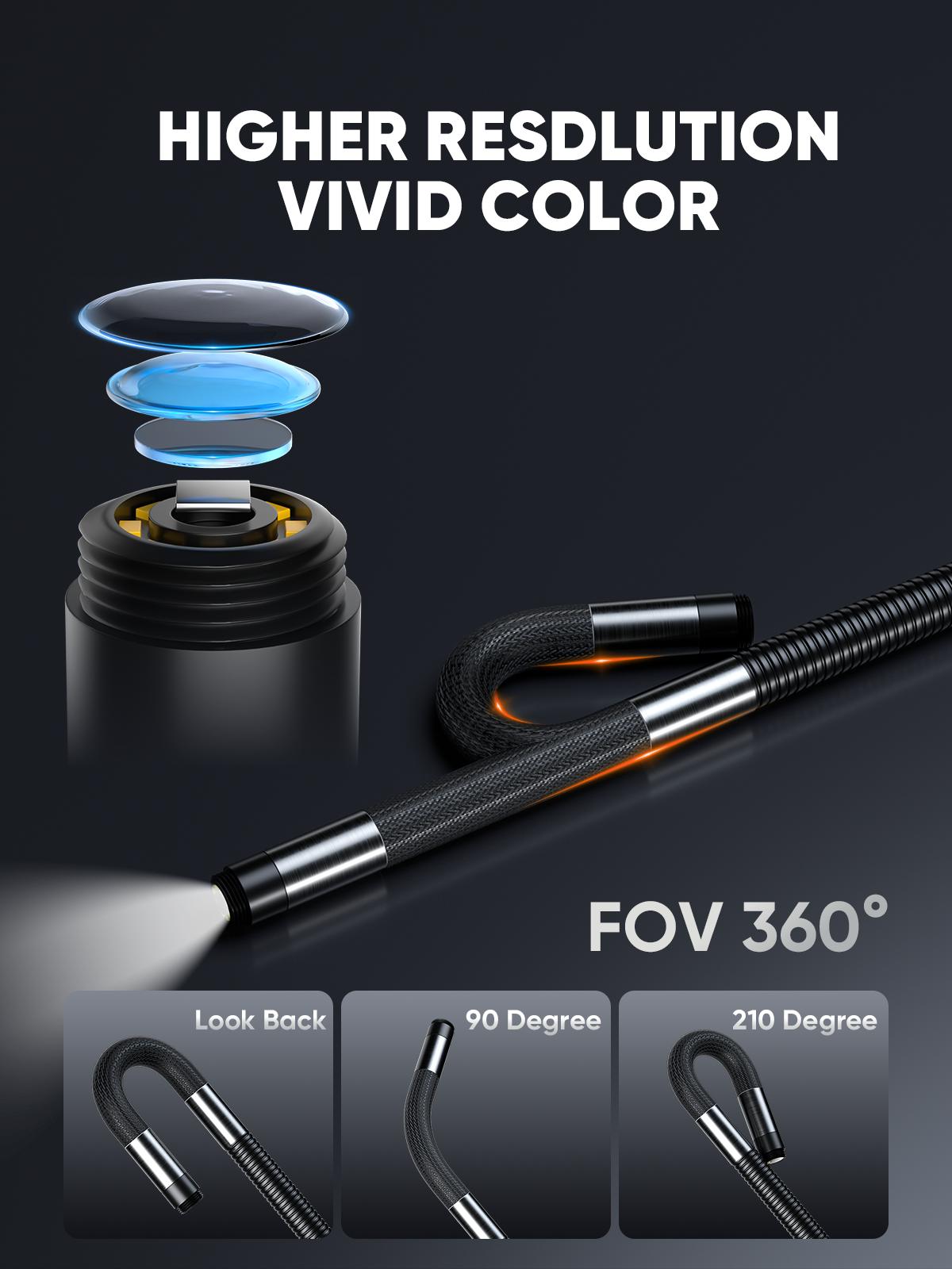 SHEKAR New Two-Way Borescope Camera with Light 8mm Industrial Endoscope Inspection Snake Camera 0.33in Articulated Probe 5FT