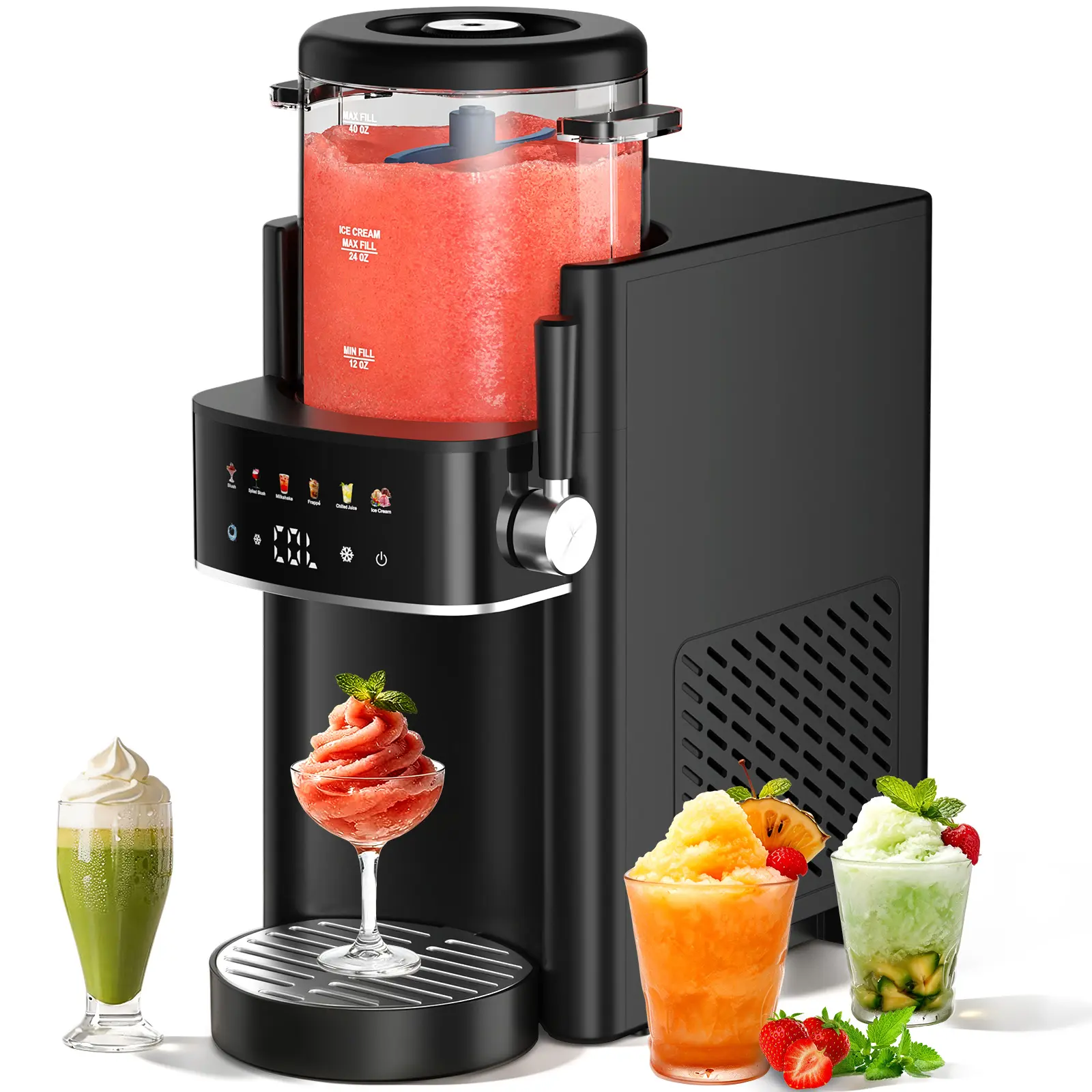 S1 Countertop Slushie Machine - 6-in-1 No-Ice Kitchen Appliances Frozen Drink Maker with Milkshake Mode, 6 1-Touch Preset Programs, Adjustable Texture, 40oz Capacity, Self-Clean, Space Saver for BBQ, Pool Parties