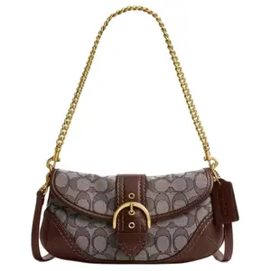 COACH Soho Flap 25 Monogram Chain Shoulder Bag in Coated Canvas and Leather for Women
