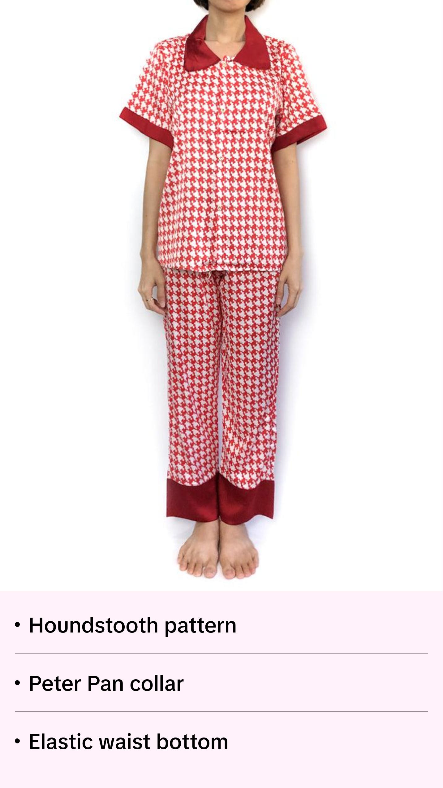 Red Houndstooth Peter Pan Collar Pajama Set