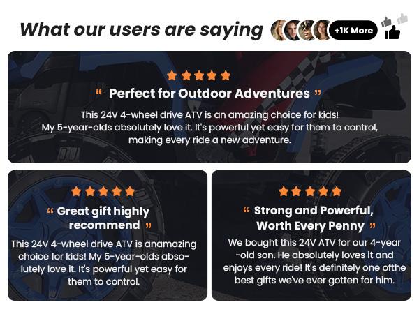 Hikiddo 24V 4WD Kids Ride on ATV 4 Wheeler, Electric Ride on Toy for Big Kids with 4*200W Motor, 5.6Mph Max Speed Hikiddo 24V 4WD Kids Ride on ATV 4 Wheeler, Electric Ride on Toy for Big Kids with 4*200W Motor, 5.6Mph Max Speed