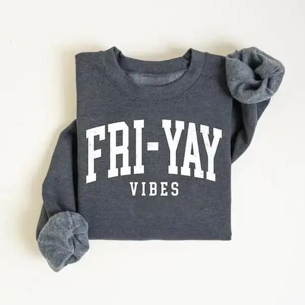 Gildan Friyay Teacher Weekend Message Graphic Sweatshirt, Fun Casual School Day Style Gift Wear, Soft Cotton, Made In USA, For Youth & Adult