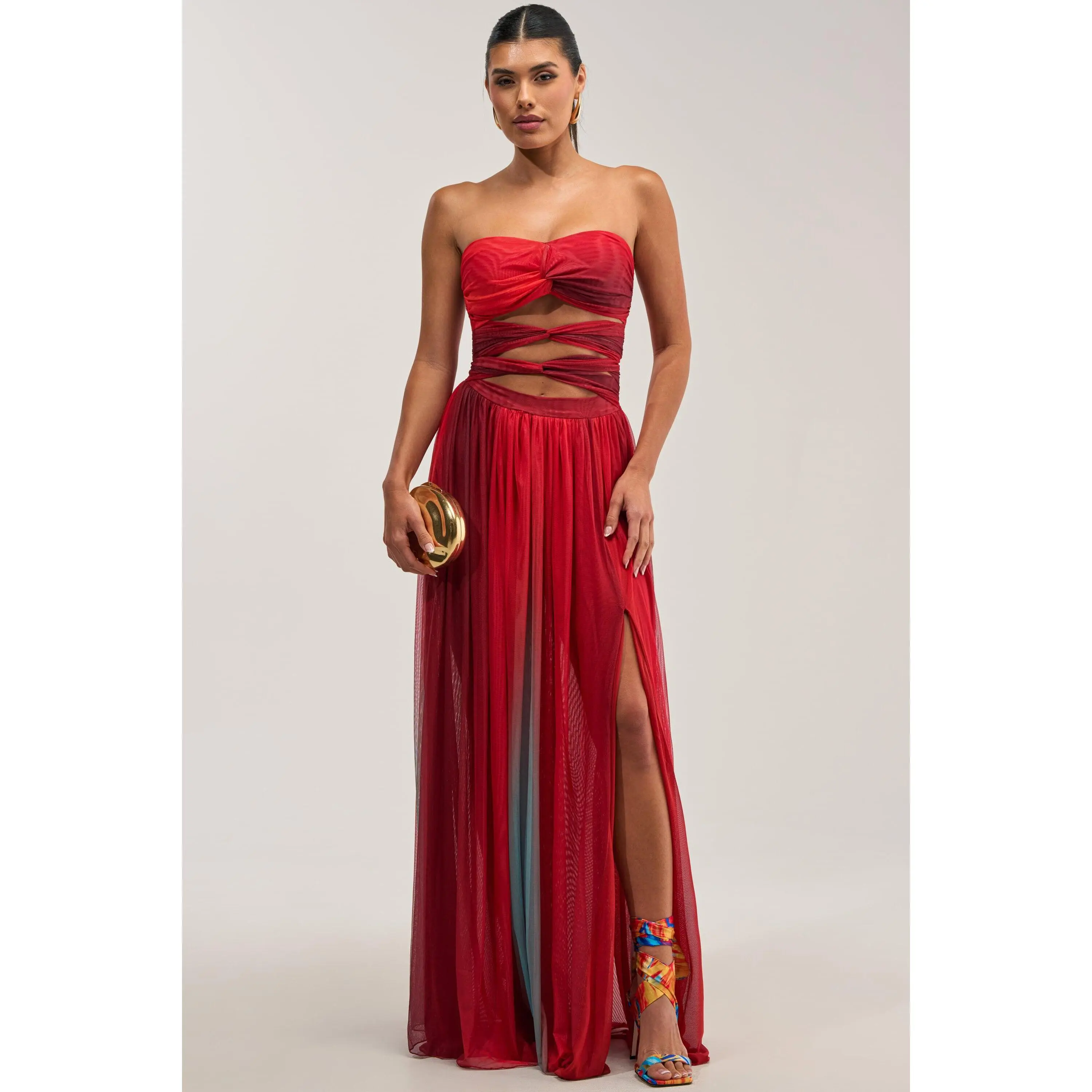 CELESTE CHIFFON MAXI DRESS IN MULTI