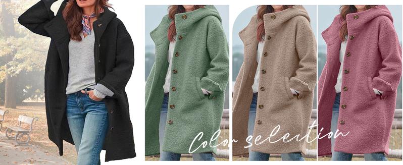 Chouyatou Women's Winter Single-Breasted Wool Coat Casual Wool Blend Hooded Long Trench Jacket Chouyatou Women's Winter Single-Breasted Wool Coat Casual Wool Blend Hooded Long Trench Jacket