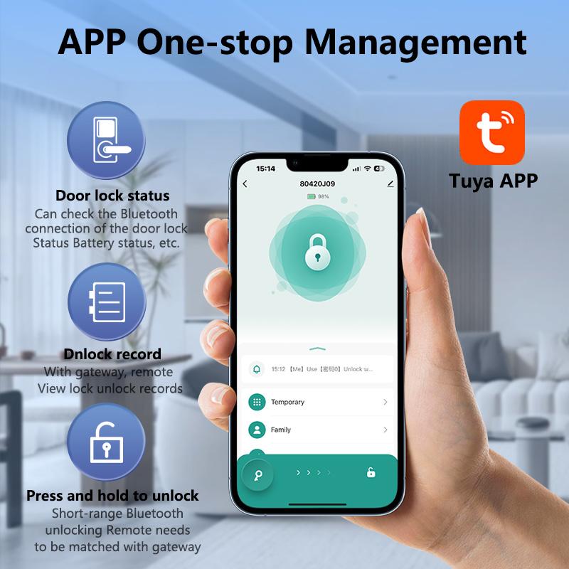 Smart Fingerprint Door Lock Keyless Entry Handle Biometric tech & App Control knob for Room Garage Office Apartment Local Data Storage