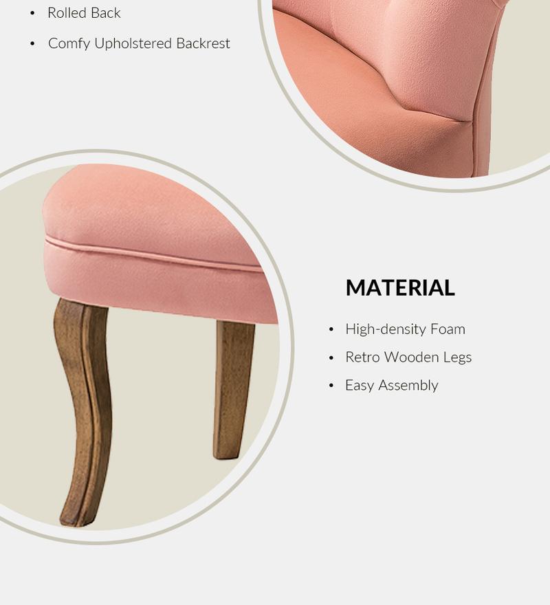 Hulala Moises Velvet Vanity Stool, Dressing Tufted Stool Chair with Solid Wooden Legs, Skin-friendly Velvet, Comfy Upholstered Backrest, Easy Assembly, for Bedroom, Living Room, Powder Room chair