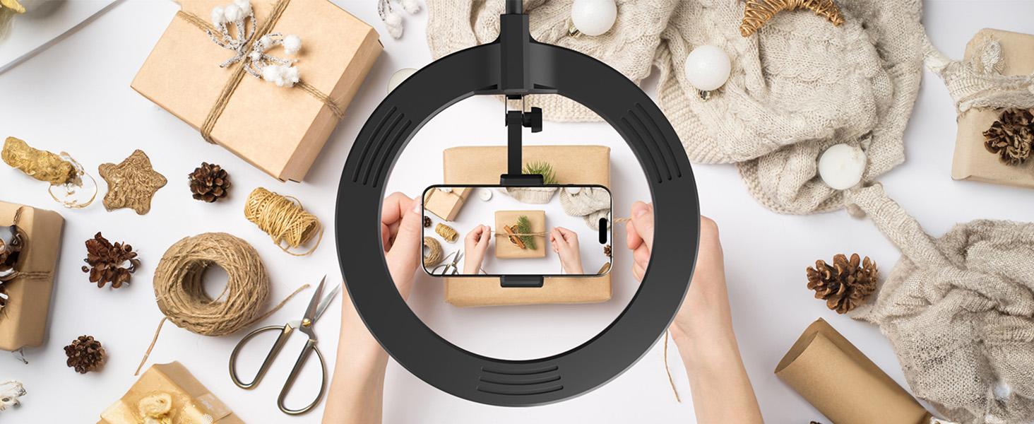 TONOR Overhead 10" Ring Light Kit, Boom Arm & Phone Holder, Adjustable Angle for Recording, Live Stream, Makeup & Nail Art TONOR Overhead 10" Ring Light Kit, Boom Arm & Phone Holder, Adjustable Angle for Recording, Live Stream, Makeup & Nail Art