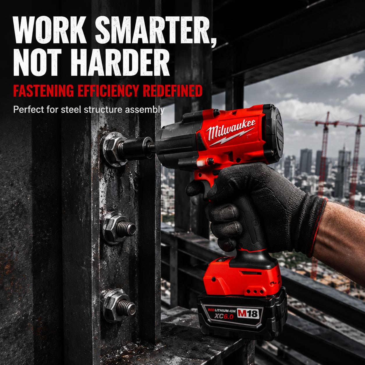 Milwaukee 1000Nm Heavy Duty Cordless Impact Wrench - 1/2" Drive Brushless Motor Tool with Multi-Speed Control, Electronic Brake, No-Load Mode, Hex Driver for Automotive/Industrial Garage Use, DIY Power Tools with Batteries, LED Work Light