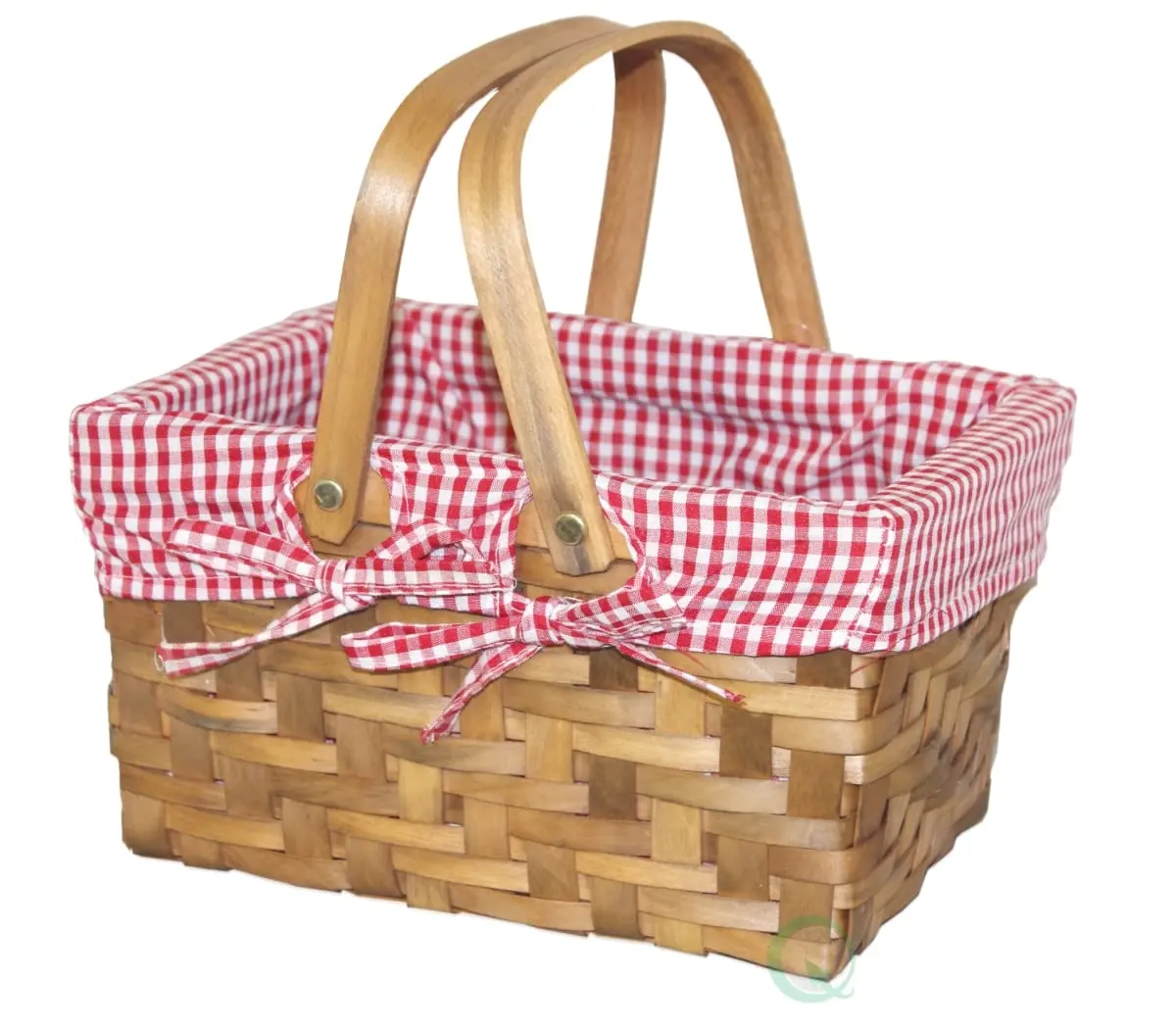 5.5 x 10.2 x 7.7 in. Rectangular Basket Lined with Gingham Lining, Brown - Small