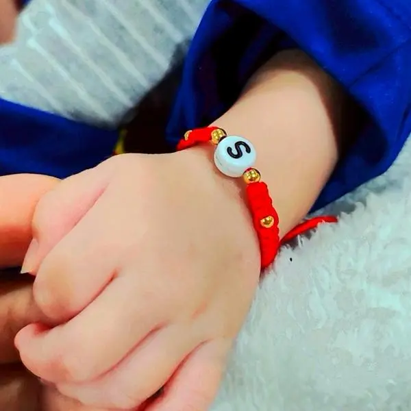 Ajustable Red String Baby Bracelet With Initial_Hadmade