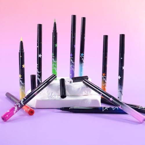 evpct 6Pcs Matte Eyeliner Set Pack Waterproof Smudge Proof, Lavender Purple Sky Royal Blue Red Brown Black Eye Liner for Face Body Paint, Longwear Eyeliners Waterline Thin Quick-dry 02