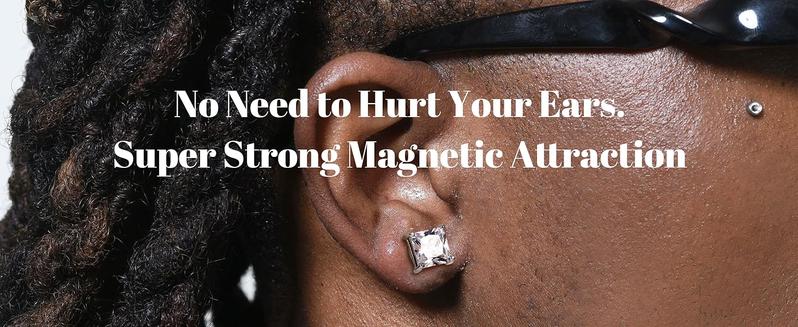 Cassieca 2 Pairs Stainless Steel Magnetic Stud Earrings for Men Women Non-piercing CZ 5-9MM CZ Hypoallergenic Crystal Jewellery earrings  lovers