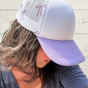 BLANK Trucker Hat - Purple Lavender Coquette BOWS