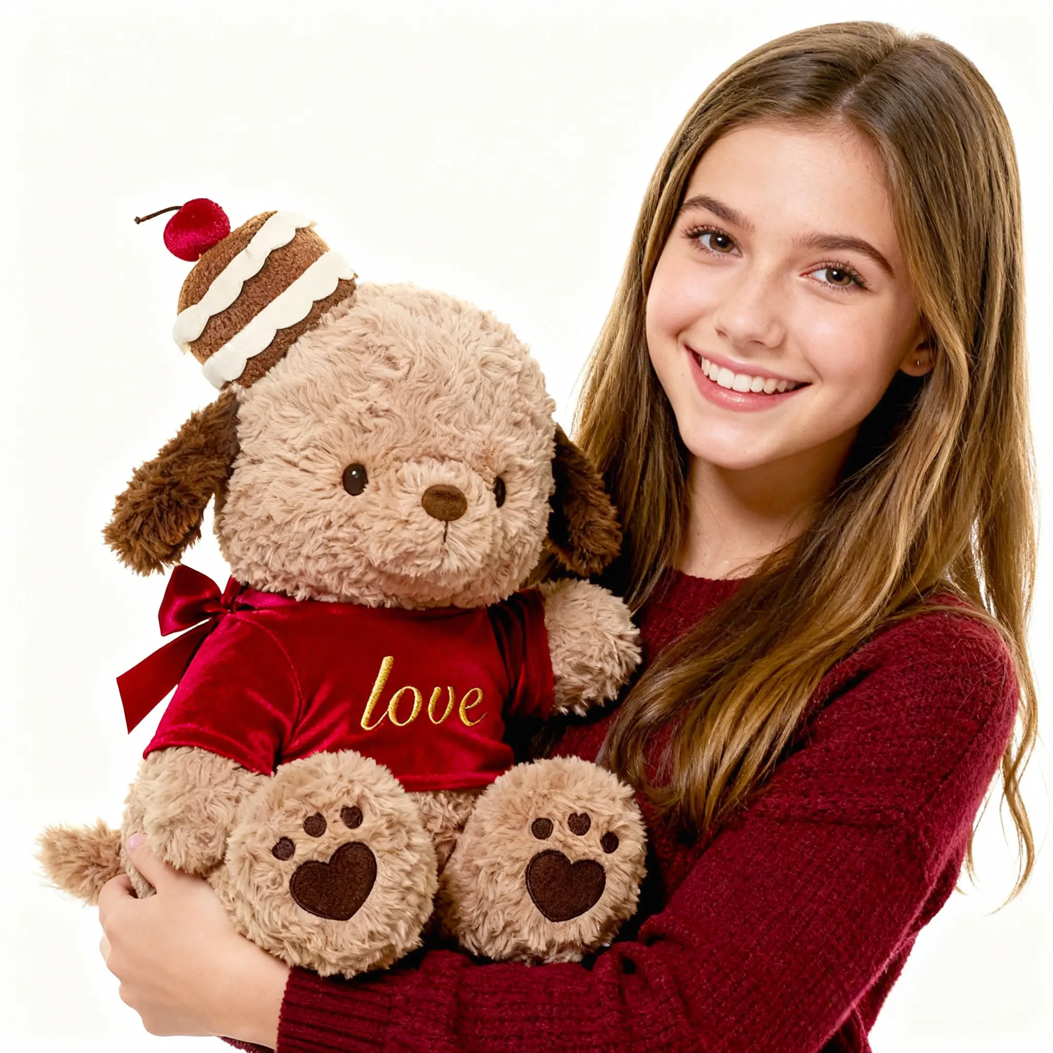 Plush Dog Toy - 1 Size, Cute Festive Design, Gift-Included Stuffed Toy, Children's Throw Pillow for Birthdays, Cakes, One Size