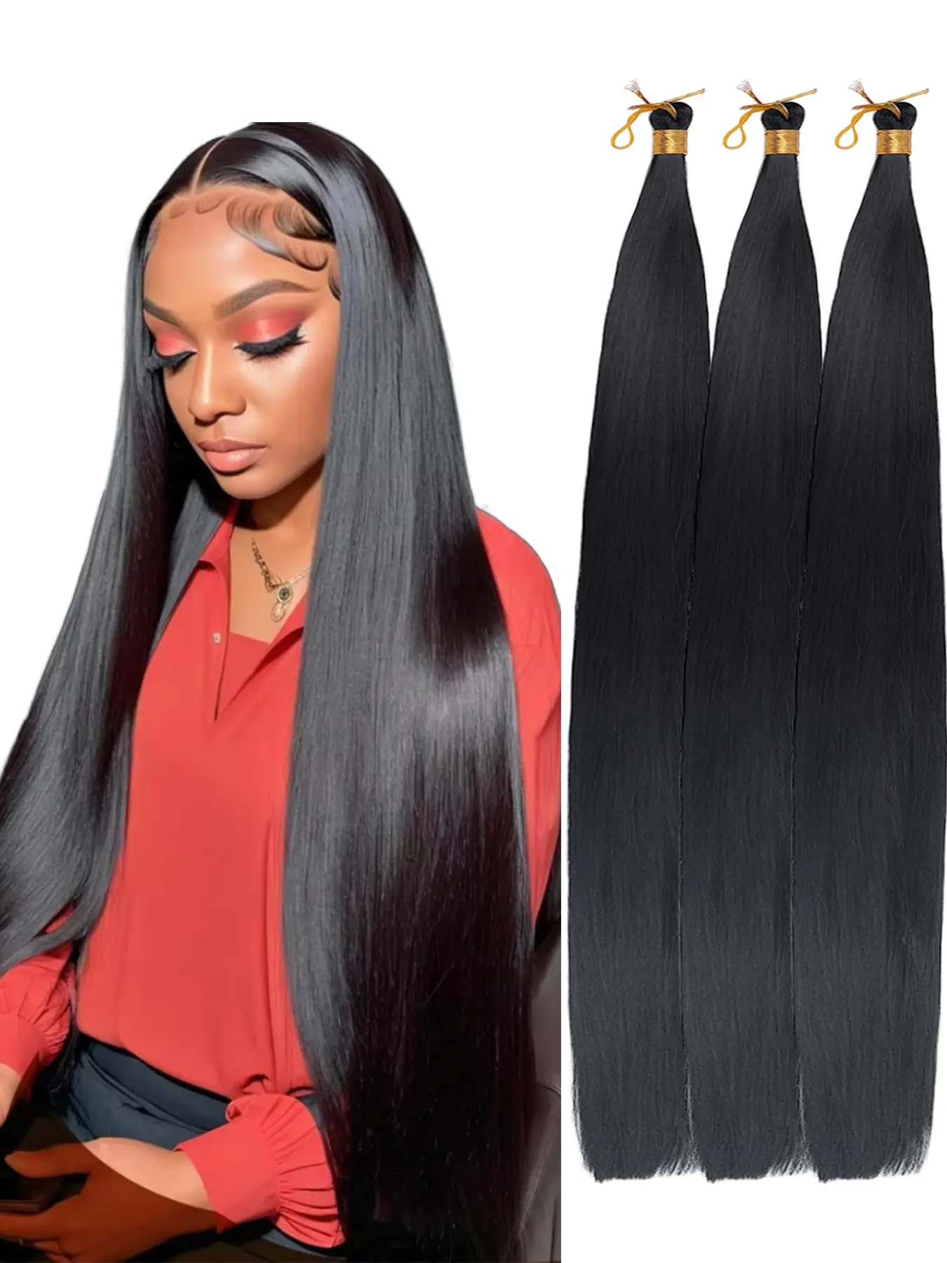 30 Inch Straight Salon Hair Extensions 3 Packs Bone Straight Goddess Braiding Hair, Soft Synthetic Bundles Crochet Braids Hair Bundles for Braiding, Synthetic Hair Wigs, Straight Synthetic Hairpieces