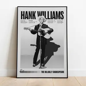 Hank Williams poster Old School Country Music wall art 1950s
