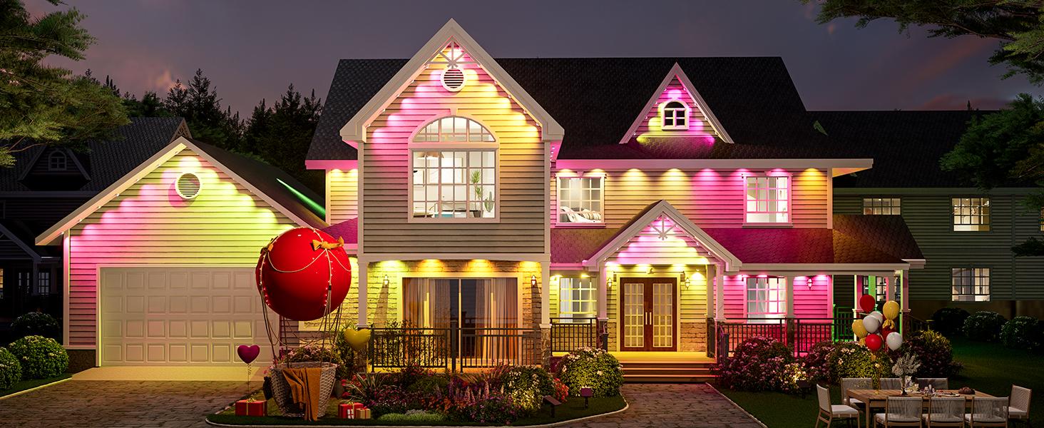 Linkind Permanent Outdoor Lights HP2,100ft Smart AI RGBTW Christmas Lights, 85 Scenes Modes for Daily Holiday Christmas Decorations,IP67 Waterproof, Compatible with Alexa,Google Assistant