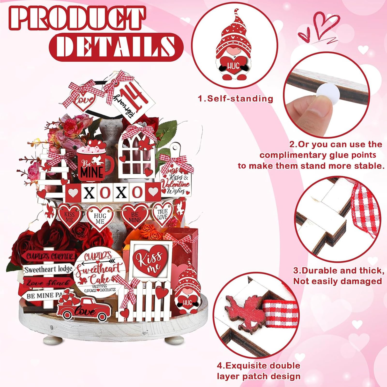 Easter Tiered Tray Decor Wooden Signs Set (No Tray), Rustic Bunny Egg Carrot Jesus Cross Risen Ornaments Cute Durable Layered Tray Signs for Mantel Shelf Table Kitchen Display, Spring Home Easter Decor Christian Family Religious Party Gifts, Date Suppiles