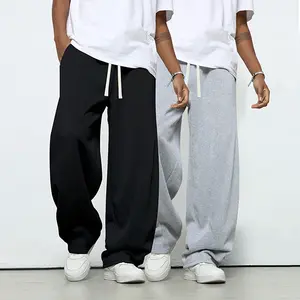 2 Pack Men's knitting Solid Color Drawstring Waist loose fitting trouser,Wide Leg Sports Pants,Versatile Plain Basic Casual Hiphop Street Style Joggers,comfy Sweatpants,Suitable For Daily Wear,Going Out,Commuting,Outdoor,For Spring/Autumn/Winter Menswear