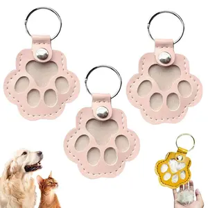 Pet memorial gift keepsake Cat  dog hair keychain creative cat and dog hair decoration for pet owners to collect and commemorate-portable PU Leather tag for DlY Cat/Dog paw print & hair Cute Pets Fur Memory Charm-Paw-Shaped Charm for Collecting Pet Fur