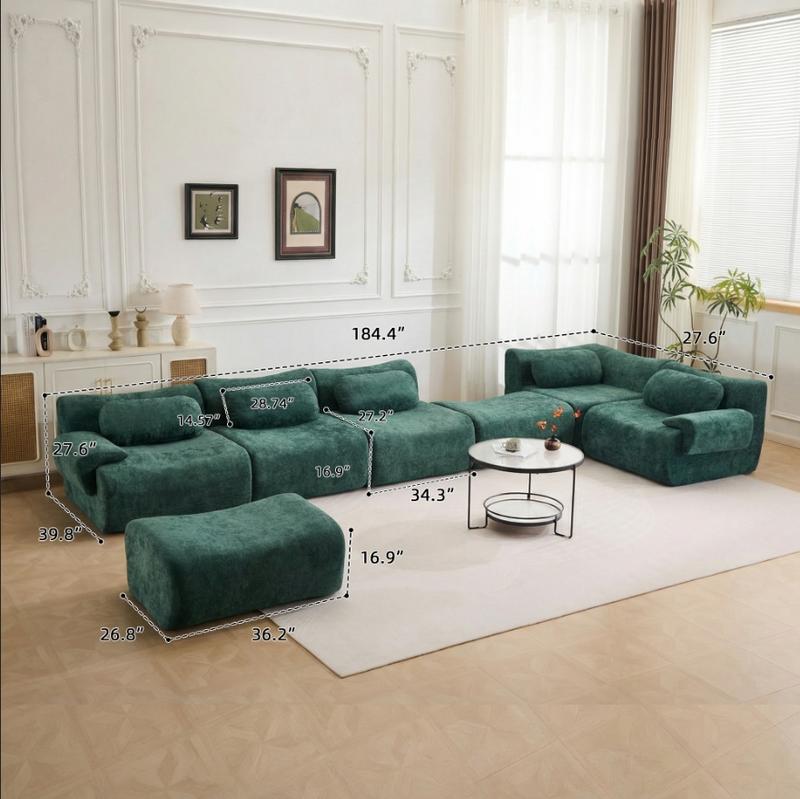 QAK 184" Living Room Bone-Free Sofa Set Cloud Modular Sofa Boxed, Memory Foam Modern Sofa, Large Comfort Compression Sofa, Compact Space Bedroom Apartment Two-Person Sofa