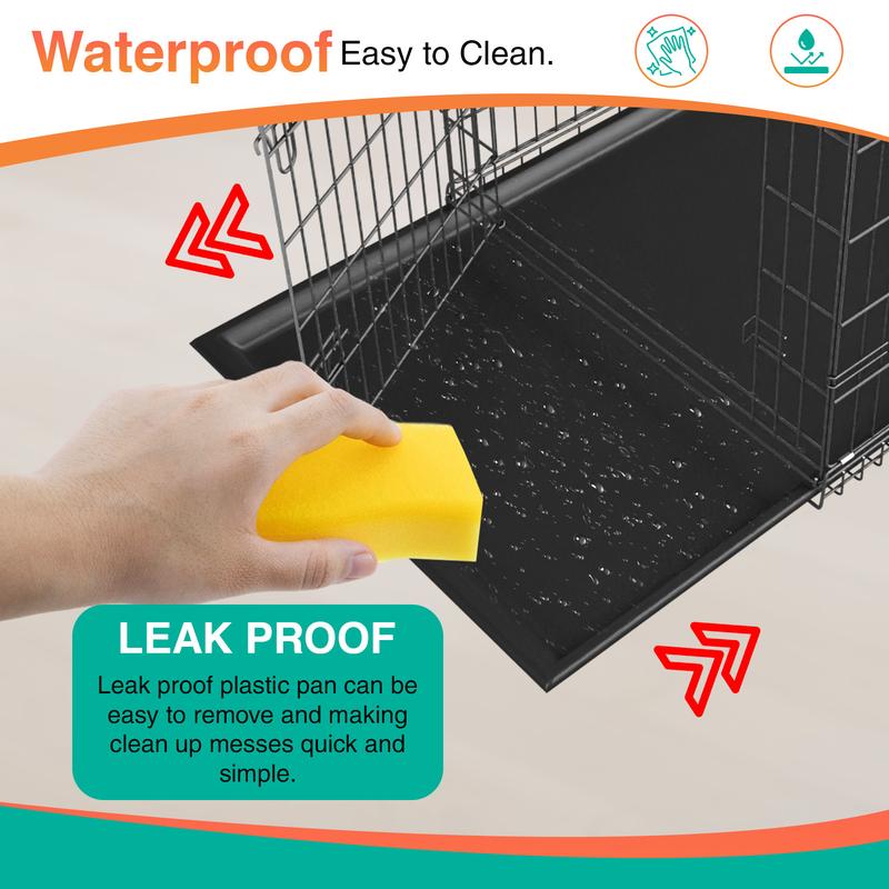 BestPet 24/30 Inch Dog Crates for Small Dogs - Foldable Metal Wire Kennel with Double Door Divider Panel, Removable Tray, and Handle - Pink Black Blue Enclosure Carrier