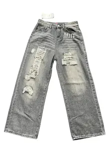 European and American style high street distressed ripped jeans for men and women, vintage Y2K hip-hop straight-leg trousers, men's denim pants.