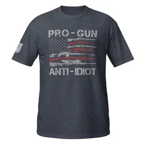 Pro-Gun Anti-Idiot American Flag T-Shirt