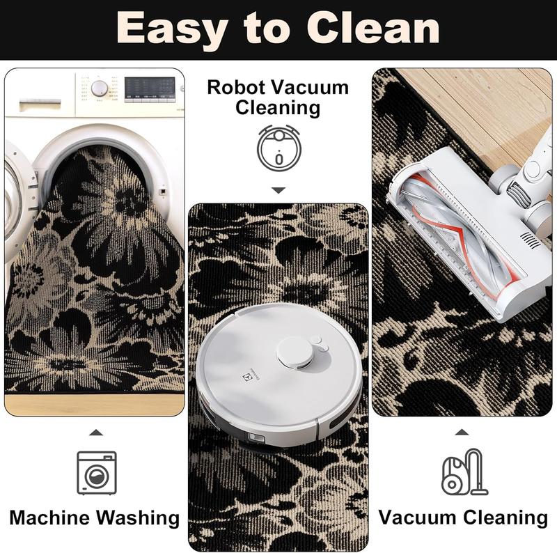 LOKHOM Kitchen Mats for Floor Durable Set Farmhouse Runner Rugs Non Skid Washable Soft Comfort Mats for Kitchen Area Rug Indoor Door Anti Slip Eco Friendly Stain Resistant TPR Backing Durable Polypropylene Surface Material Easy to Clean