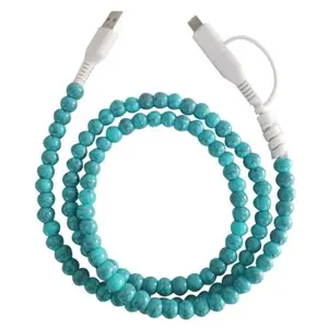 Western Beaded 2-in-1 Phone Charger for iPhone & Android Durable Cord Stylish Western Inspired Beads Perfect for Home Travel Car or Purse