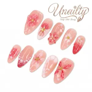 Unailty | Petal Drift | Professional Salon-Quality Handmade Press-On Nails | High-Strength & Durable | Reusable