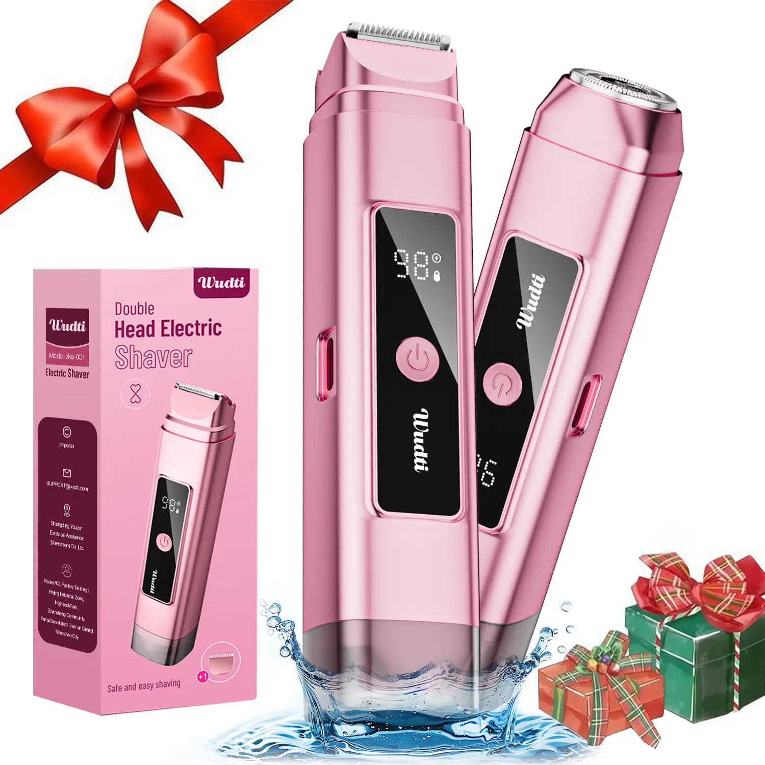 Women's Multifunctional 2-in-1 Electric Bikini Trimmer - Dual-Head Razor & Shaver, IPX6 Waterproof, Wet/Dry Use, LED Display, Rechargeable for Body, Underarm, Leg Grooming