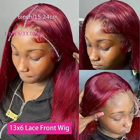 [NEW IN] Hot Star Straight and Body Wave 99J Burgundy Color 13x6 HD Transparent Lace Front Wigs Human Hair Pre Plucked Human Hair for Women