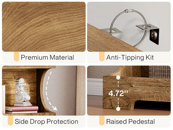 Tribesigns 71" Tall Bookcase, Modern Asymmetrical Bookshelf, 4-Tier Freestanding Display Shelf with Classic Shape, Large Library Book Shelf for Living Room, Home Office, Brown