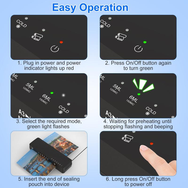 1Pc 13Inch Laminator Machine Hot And Cold Mode A4 Personal Thermal Laminator With ABS Function 60S Warm Up Time 30Mins Auto Off For Home Office School Business