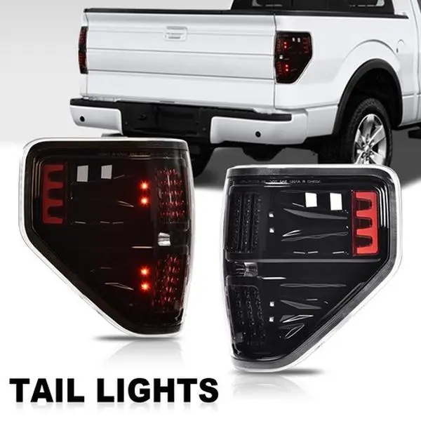 Fit For 2009-14 Ford Pickup F150 Clear LED Tail Lights Lamps Passenger + Driver G-PLUS