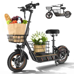 Electric Scooter for Adults with Seat 36V 10Ah Battery 600W Motor 21mph Top Speed 21-27 Miles Range Pet-Friendly Design Rear Basket for Shopping & Grocery