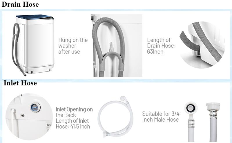 Costway Full-Automatic 7.7lbs Washing Machine with Built-in Barrel Light, Safety and Energy-Saving Design for small space, home, dorms, camping, RVs, and apartment usage