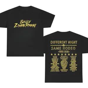 BZ DNSR 2026 Tour Clay T-Shirt – Different Night Same Rodeo Tour 2026 Double Sided Country Concert Shirt for Bailey Zimmerman Fans, shirts men, shirts women.
