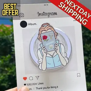 Cute Princess with Book and Rose MagSafe Phone Grip – Magnetic Pop Socket & Kickstand – Book Lover Gift