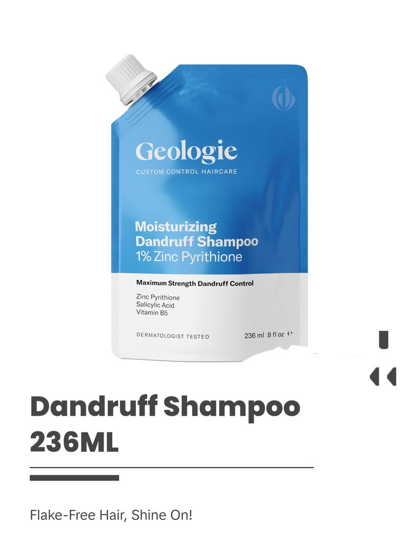 Geologie Moisturizing Dandruff Shampoo 1% Zinc Pyrithione 236 ml - Maximum Strength Dandruff Control with Salicylic Acid and Vitamin B5 - Anti-Fungus