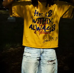 'HE IS WITHIN US' MUSTARD TEE
