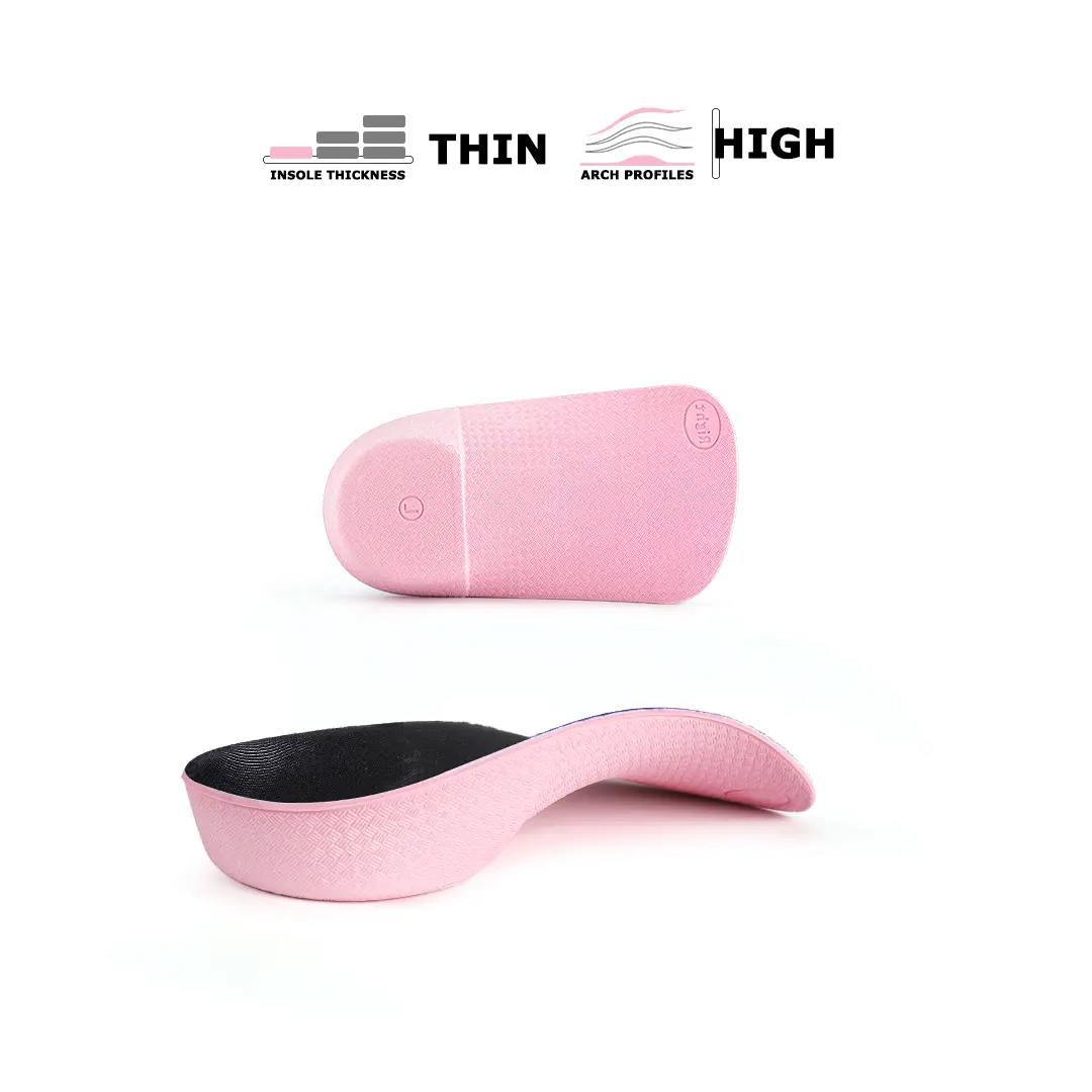 PCSSOLE Breathable 3/4 Length Insoles with 3.5cm High Arch Support for Plantar Fasciitis Relief, Deep Heel Cup for Stability, Non-Slip Shock Absorption for Athletic and Work Shoes