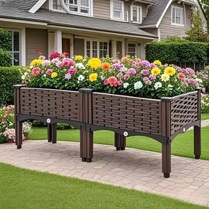 SKYNEST Creative Square Garden Planter with Drainage System for All-Weather Balcony, Lawn, and Outdoor Railing Use - Rectangular Flowerpot for Home Decor