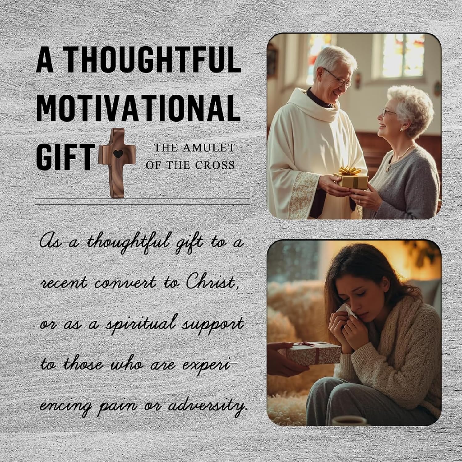 Wooden Cross Fidget, Cross My Heart Walnut Pocket Crosses for Anxiety Relief & Prayer Christian Gifts Fidget Toys for Children and Adults