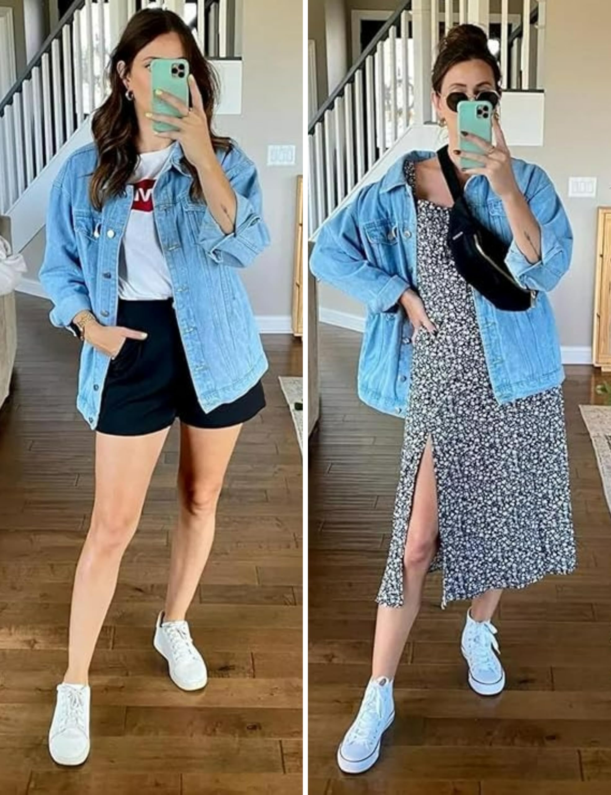 Buenoble Women’s Oversized Mid-Long Denim Jacket Boyfriend Fit Jean Jacket with Pockets Casual Loose Denim Coat SpringStatements