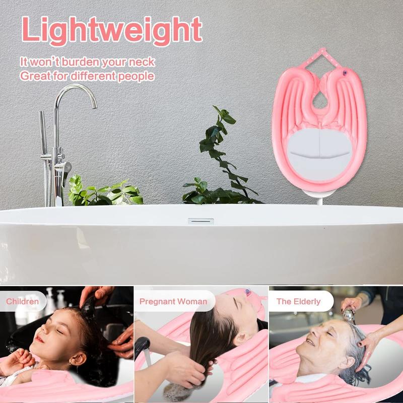 King Estore Portable Inflatable Shampoo Basin for Bedside and in Bed for Elderly, Disabled, Pregnant, Injured, Bedridden, Handicapped. Wash Hair in Bed Shampoo Bowl with Drain Tube Use for Washing Coloring Hair